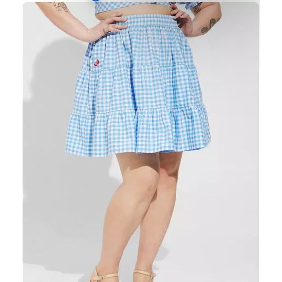 Torrid Warner Bros Wizard Of Oz Poplin Skater Skirt Dorothy Blue Gingham 1X - Picture 1 of 8